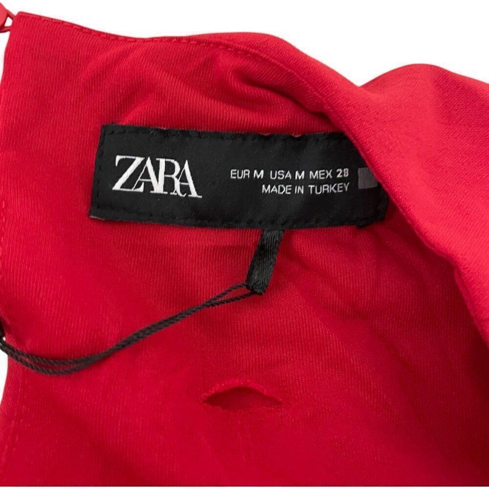 Zara Women Midi Dress M Red Sleeveless Cut Out Sexy Gold Ring 9878/166 NWT - Picture 6 of 12